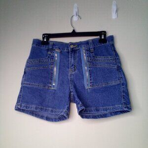 CJ Jeans Shorts Juniors 5 90s Y2K Zipper Detail Pockets Denim Blue